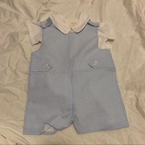 TBBC buckhead blue seersucker jon jon and white collared onsie. NWT 18/2…